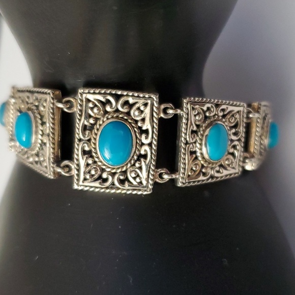 Sterling Silver 925 Sleeping Beauty Turquoise Bracelet